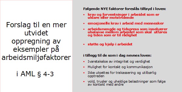 NyeArbeidsmiljøfaktorerArbeidsmiljøloven 4 3